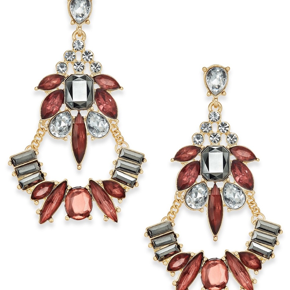I.N.C. Gold-Tone Multi-Crystal Chandelier Earrings